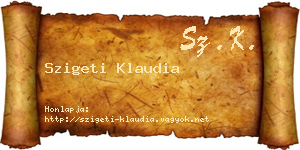 Szigeti Klaudia névjegykártya